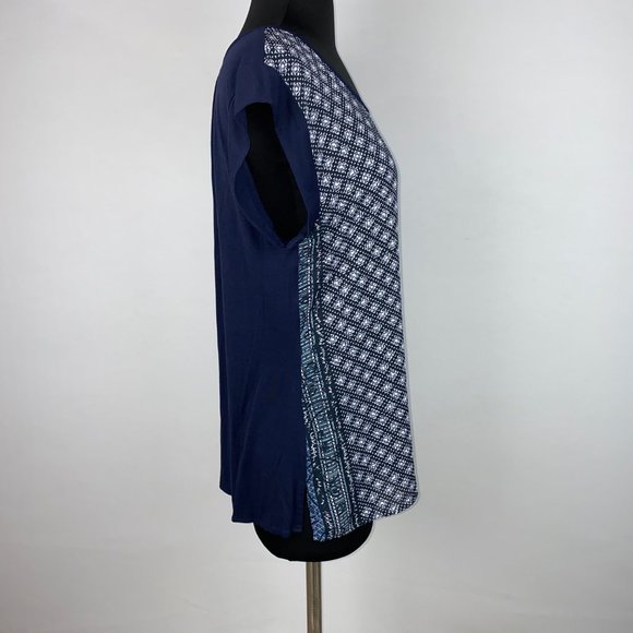 Charming Charlie M Multicolor Abstract Patterned Front Blouse Boho Casual - Picture 7 of 10